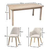 Ella 160cm Pale Oak Dining Table Set - 6 Seater - 4 Freya Dining Chairs with  2 Freya Armchairs - Light Beige with Pale Oak Legs