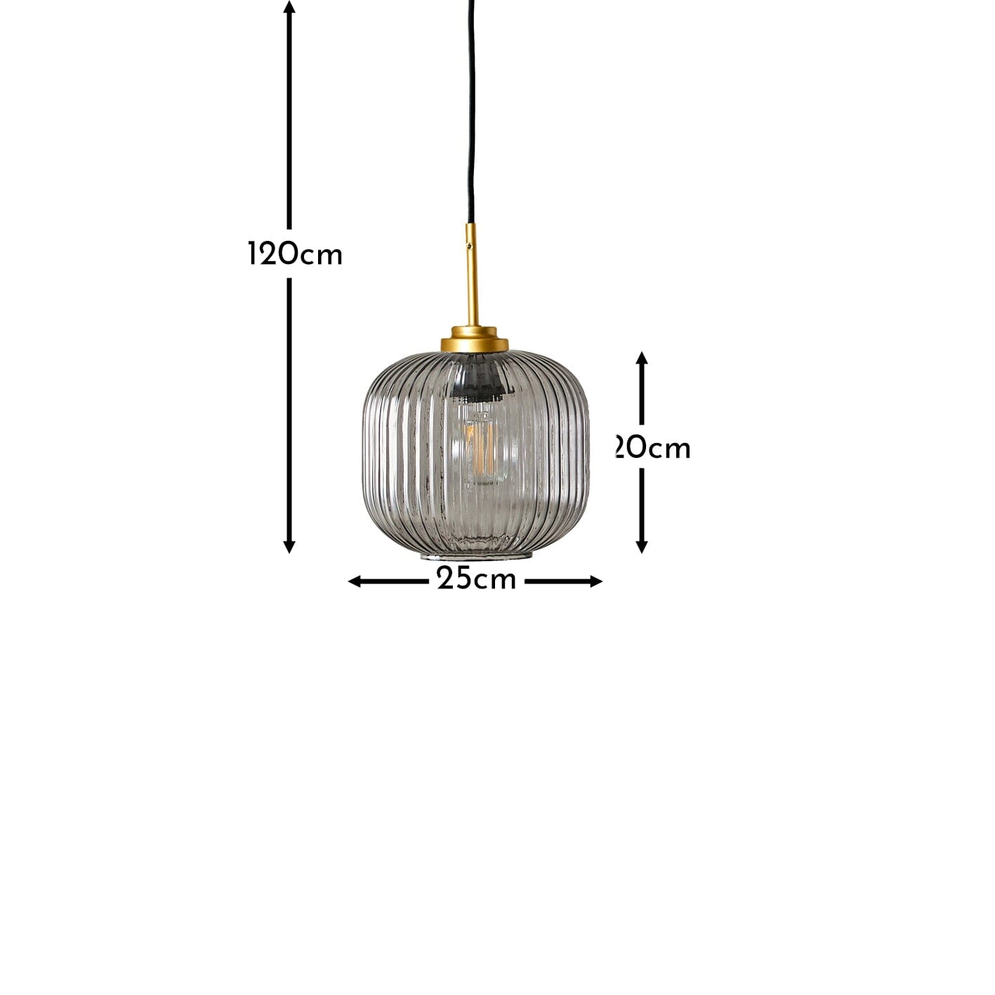 Elland 20cm Triple Glass Pendant Lights - Gold - Laura James