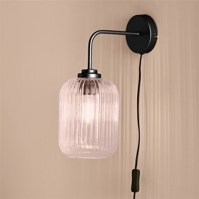 Elland Plug in Wall Light Black - Blush Pink - Laura James 