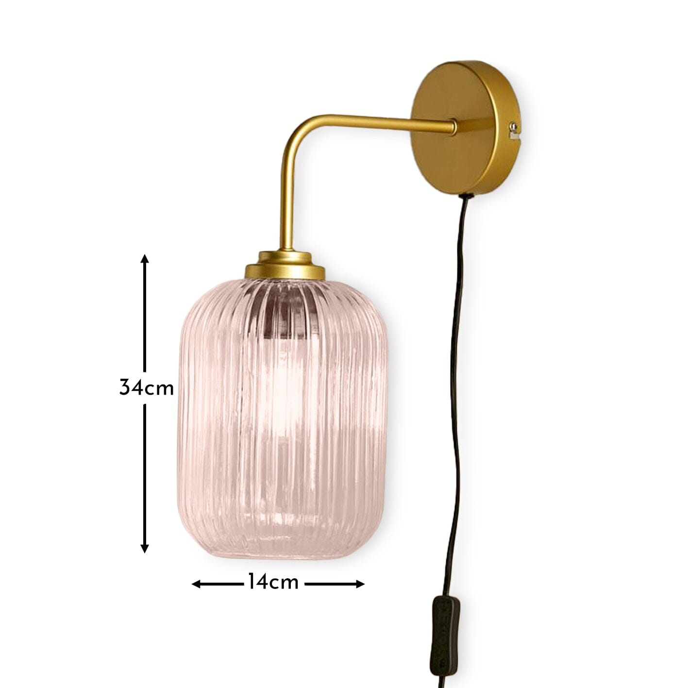 Elland Plug in Wall Light Gold - Blush Pink - Laura James 