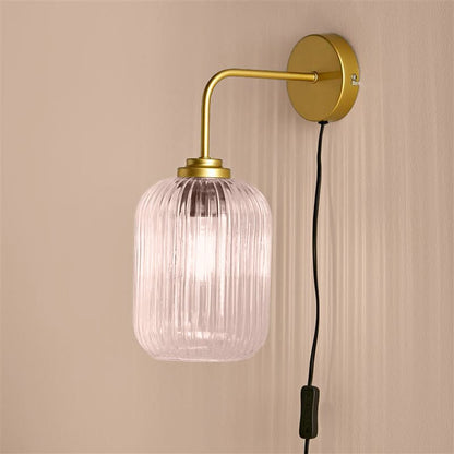 Elland Plug in Wall Light Gold - Blush Pink - Laura James 