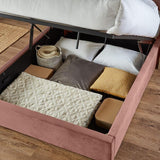 Pink velvet king size ottoman bed frame - Laura James