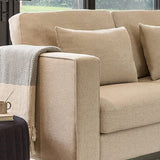 Emily 2 Seater Sofa - Sand with Whitewash Oak Legs - Laura James 