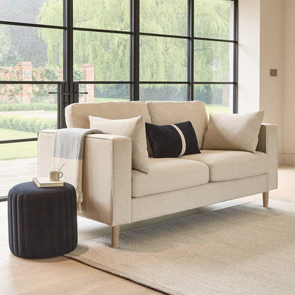 Emily 2 Seater Sofa - Sand with Whitewash Oak Legs - Laura James 