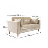 Emily 2 Seater Sofa - Sand with Whitewash Oak Legs - Laura James 
