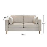 Emily 2 Seater Sofa - Sand with Whitewash Oak Legs - Laura James 