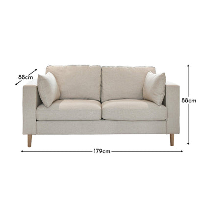 Emily 2 Seater Sofa - Sand with Whitewash Oak Legs - Laura James 