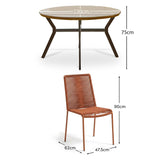 Ezra 4 Seater Round Wooden Garden Set with Ryder Burnt Orange Chairs