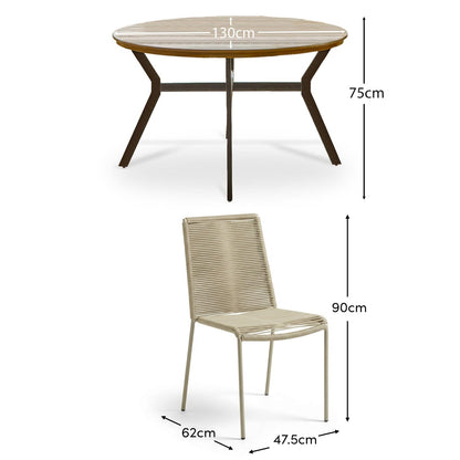 Ezra 4 Seater Round Wooden Garden Set with Ryder Clay Chairs