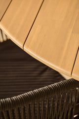 Ezra Whitewash Round Outdoor Dining Table Set with Black  Hali Rope Chairs - Laura James 