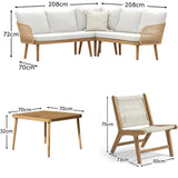 Eaden 8 Seater Corner Coffee Table Garden Set with 2 Seren Occasional Chairs - Natural - Laura James