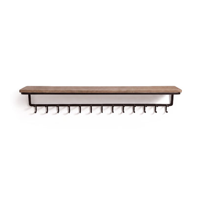 Elijah 120cm Coat Rack with Shelf - Mid Brown Mango Wood - Laura James 