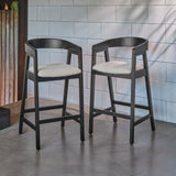Ella Off White Boucle Bar Stool - Black Oak Legs - Laura James 