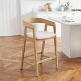 Ella Off White Boucle Bar Stool - Pale Oak Legs - Laura James 