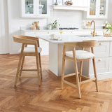 Ella Off White Boucle Bar Stool - Pale Oak Legs - Laura James 