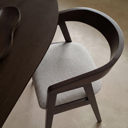 Ella Fawn Linen Dining Armchairs - Set of 2 -  Coffee Brown Legs