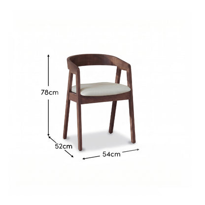 Ella Fawn Linen Dining Armchairs - Set of 2 -  Coffee Brown Legs