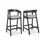 Ella Off White Boucle Bar Stool - Black Oak Legs - Laura James 