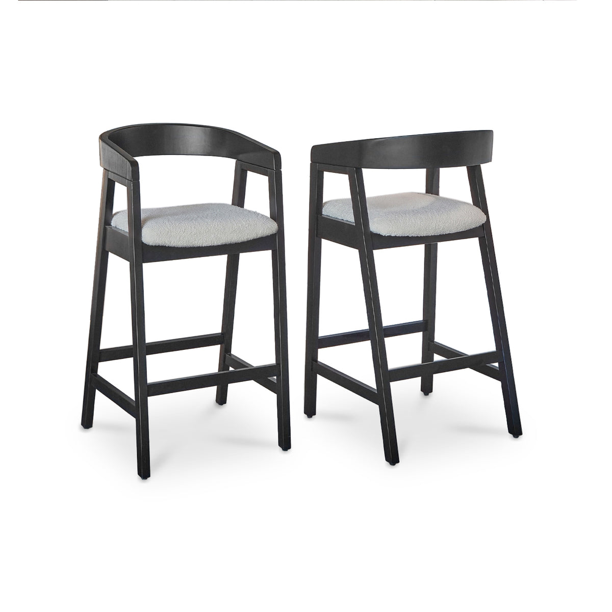 Ella Off White Boucle Bar Stool - Black Oak Legs - Laura James 