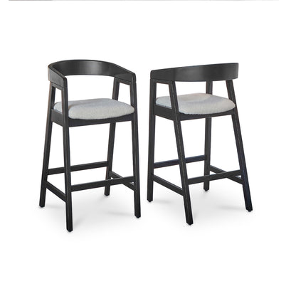 Ella Off White Boucle Bar Stool - Black Oak Legs - Laura James 