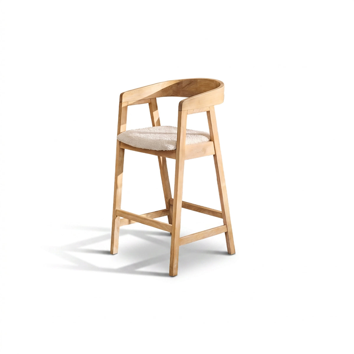 Ella Off White Boucle Bar Stool - Whitewashed Oak Legs - Laura James 
