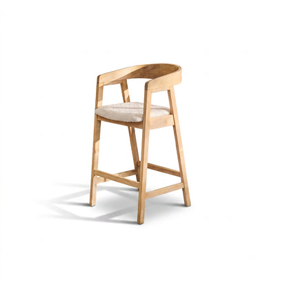 Ella Off White Boucle Bar Stool - Whitewashed Oak Legs - Laura James 