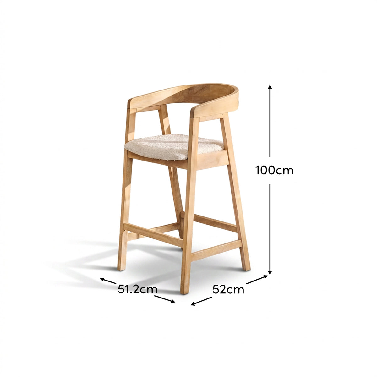 Ella Off White Boucle Bar Stool - Whitewashed Oak Legs - Laura James 