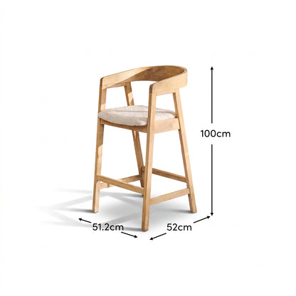 Ella Off White Boucle Bar Stool - Whitewashed Oak Legs - Laura James 