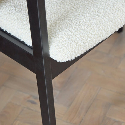 Ella Off White Boucle Dining Chairs - Black Oak Legs - Laura James 