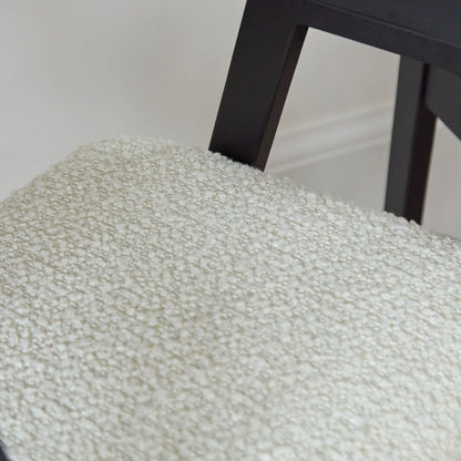 Ella Off White Boucle Dining Chairs - Black Oak Legs - Laura James 