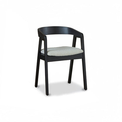 Ella Boucle Dining Armchairs - Set of 2 - Black Oak Legs - Laura James