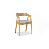 Charlotte Pale Oak Round Dining Table Set - 4 Seater - Ella Pale Oak Carver Chair - Fawn Linen - Laura James