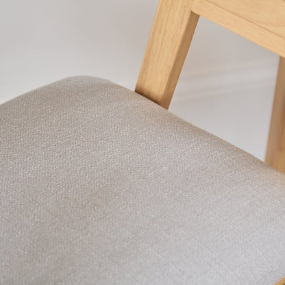 Ella Carver Fawn Linen Chair - Set of 2 - Pale Oak Legs - Laura James