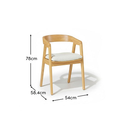Ella Carver Off White Boucle Chair - Set of 2 - Pale Oak Legs - Laura James