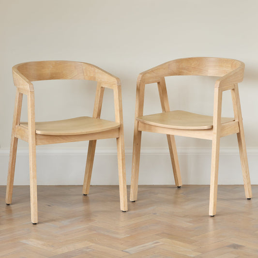 Ella Carver Chair - Set of 2 - Whitewash Oak - Laura James