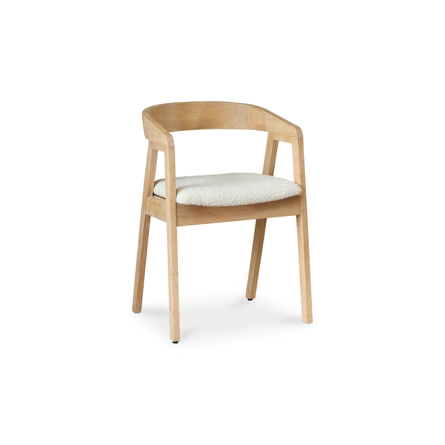Ella Whitewash Carver Chairs - Off White Boucle - Laura James 