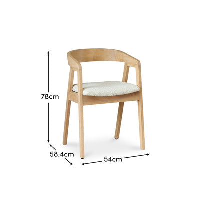 Ella Carver Off White Boucle Chair - Set of 2 - Whitewash Oak Legs - Laura James