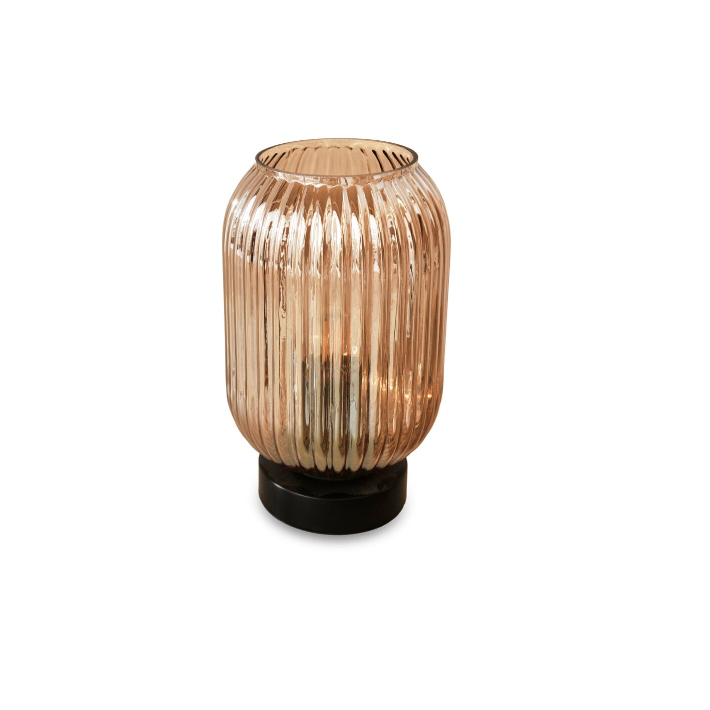 Humppila＊Revontulet＊Glass lamp shade【希少】 Champagne Fluted Glass Table Lamp with Black Base - Laura James