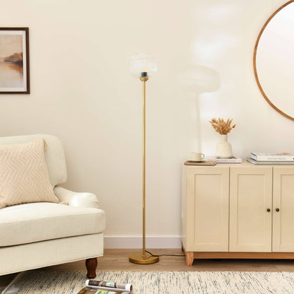 Elland 150cm Metal Floor Lamp - Clear Glass - Laura James 