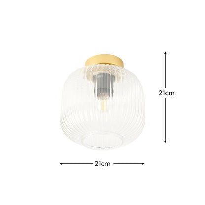 Elland 21cm Glass Pendant Light - Gold - Laura James 