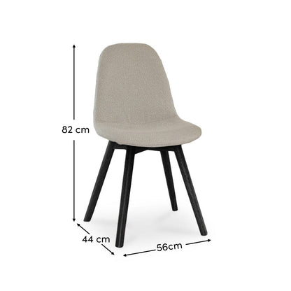 Ellis Dining Chairs - Set Of 2 - Light Beige with Black Oak Legs - Laura James 