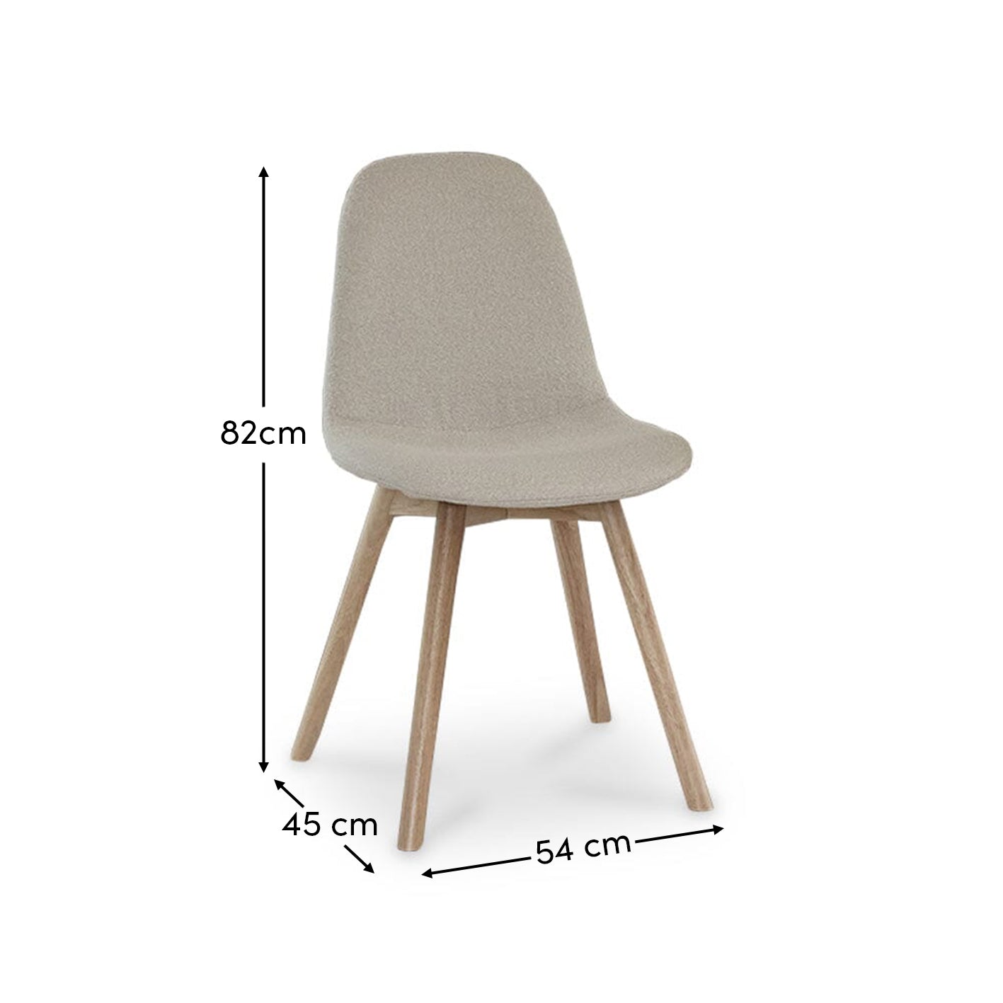 Ellis Light Beige Boucle Dining Chairs - Set of 2 - Whitewash Oak Legs - Laura James 
