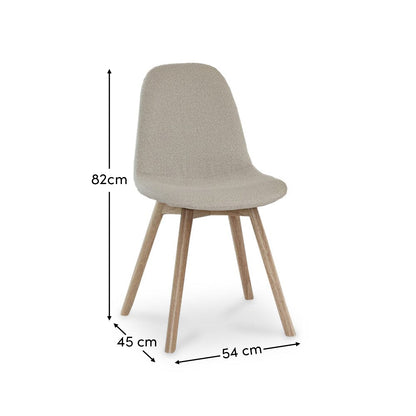 Ellis Light Beige Boucle Dining Chairs - Set of 2 - Whitewash Oak Legs - Laura James 