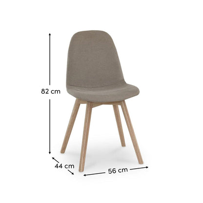 Ellis Soft Beige Dining Chairs - Set of 2 - Whitewash Oak Legs - Laura James 
