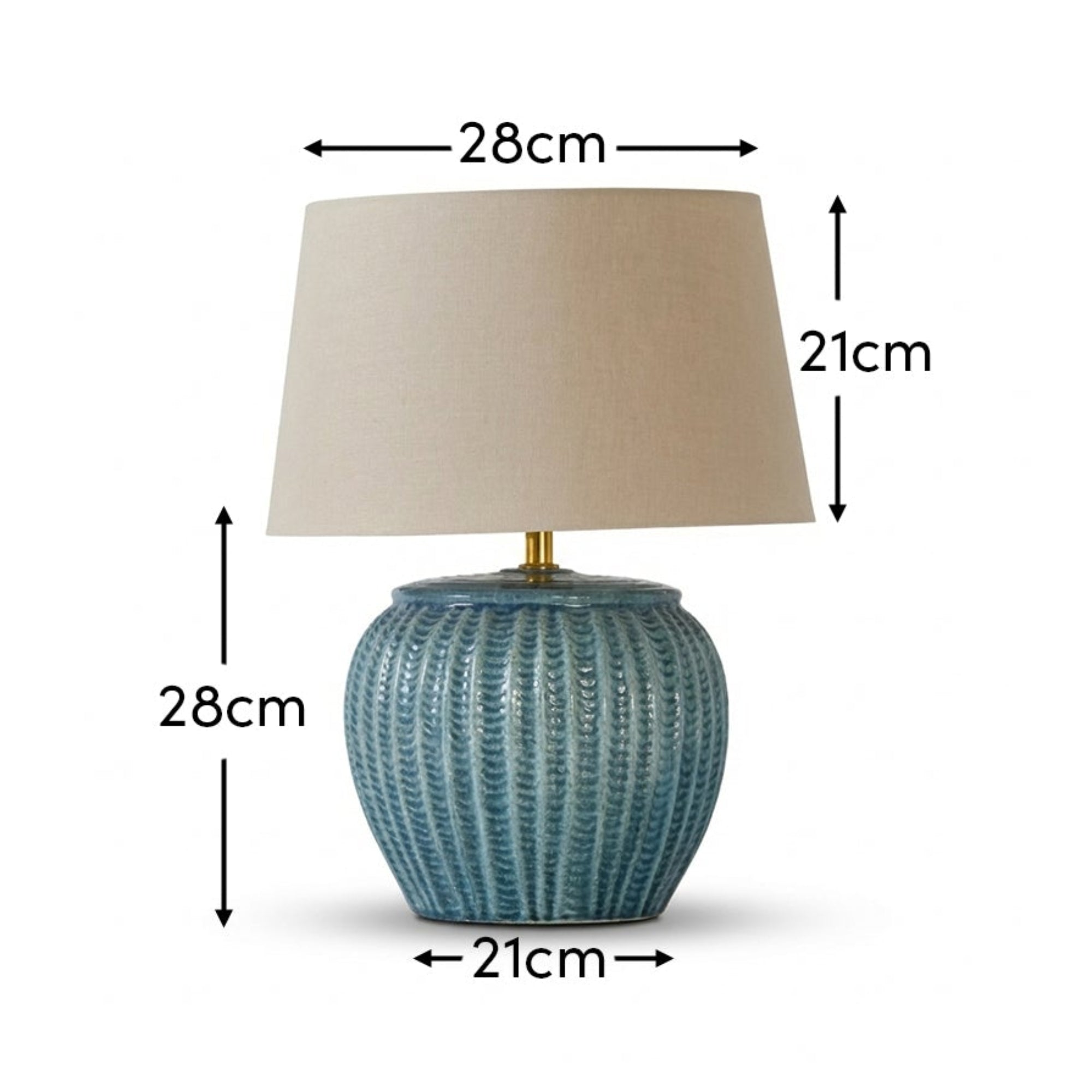 Elmer Teal Blue Lamp Base & Coningsby Taupe Shade Set | Laura James