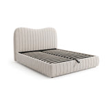 Elodie Double Ottoman Bed - Ivory Pleated with Nordic Oak Legs - Laura James 