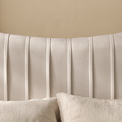 Elodie Double Ottoman Bed - Ivory Pleated with Nordic Oak Legs - Laura James 