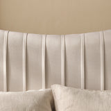Elodie King Ottoman Bed - Ivory Pleated with Nordic Oak Legs - Laura James 