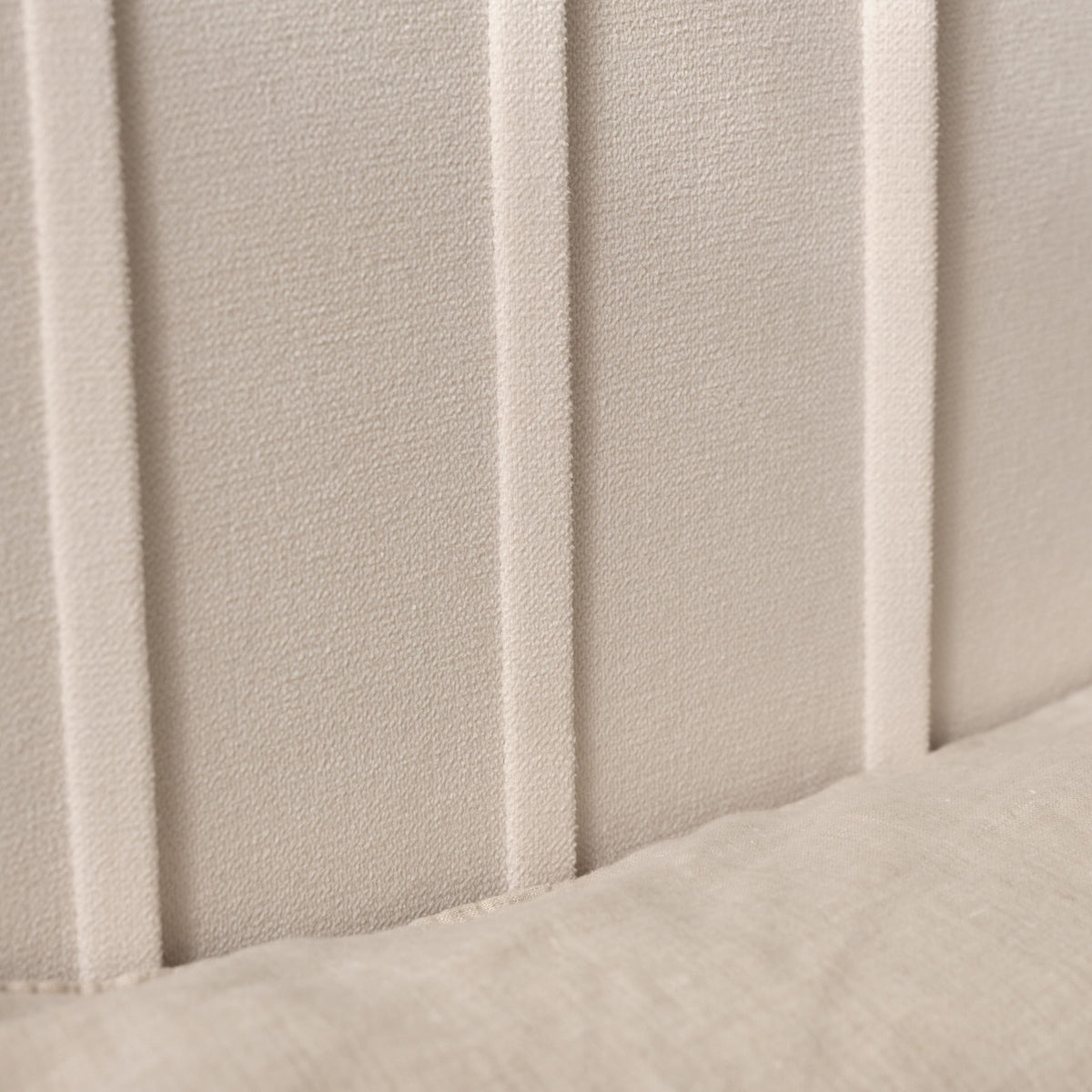 Elodie King Ottoman Bed - Ivory Pleated with Nordic Oak Legs - Laura James 