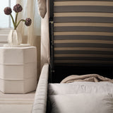 Elodie King Ottoman Bed - Ivory Pleated with Nordic Oak Legs - Laura James 